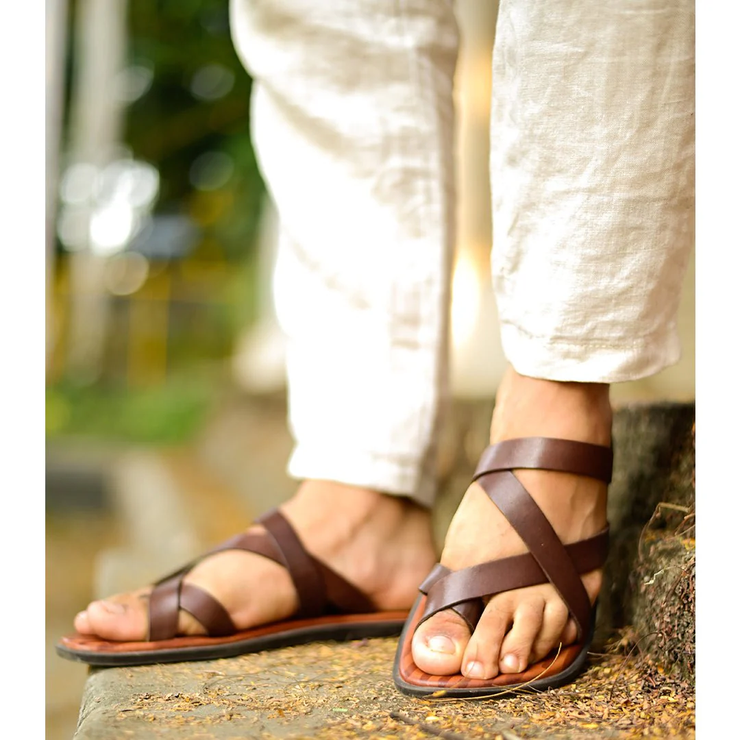 Pelle Marrone | Vintage brown leather chappals - Image 6