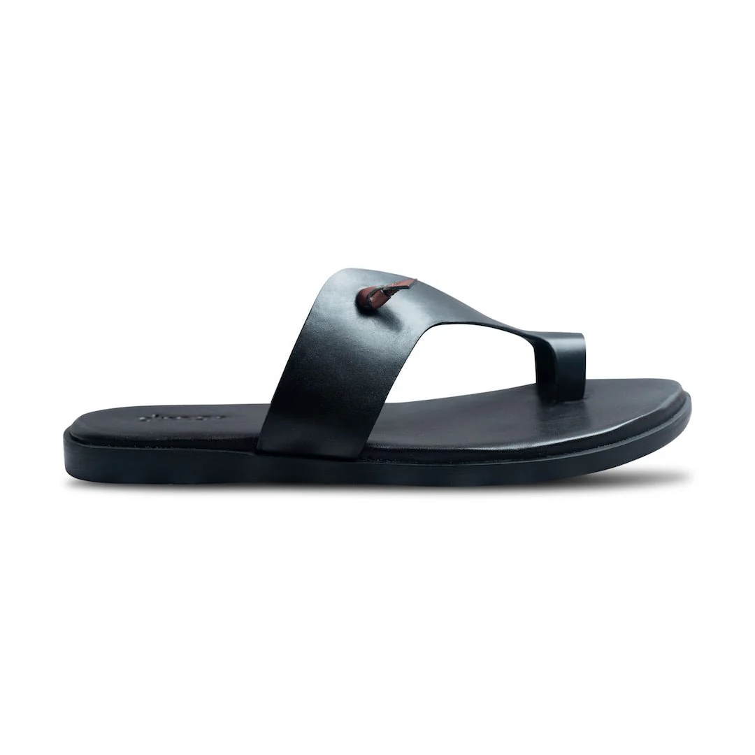 Pelle Mino | Classic brown and black leather chappals - Image 3