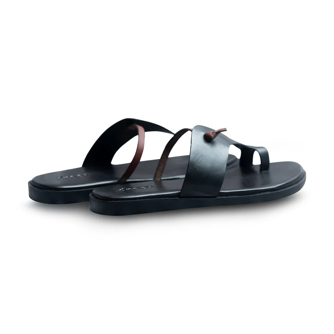 Pelle Mino | Classic brown and black leather chappals - Image 5