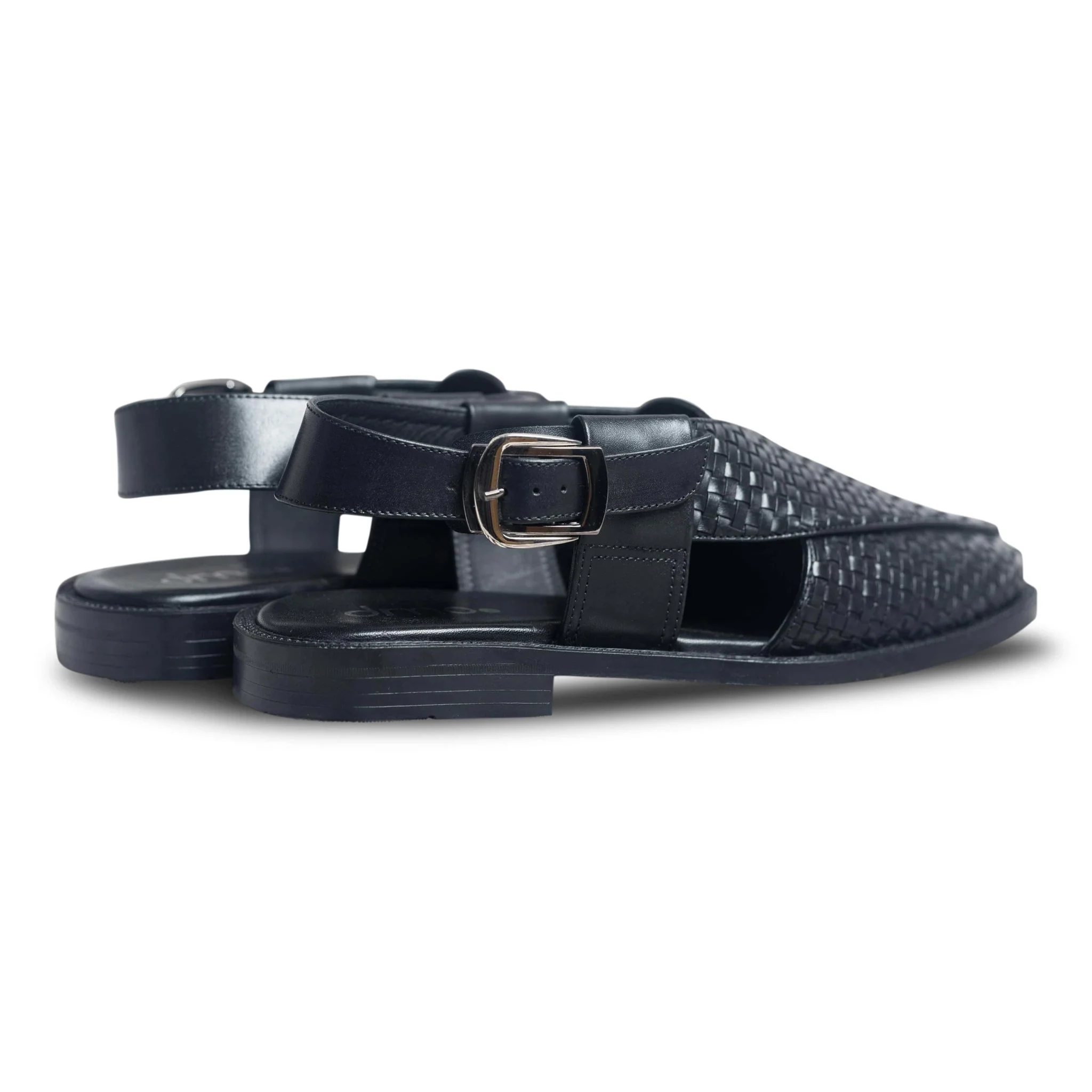 Pesha Nera | Black Weave leather Peshawaris - Image 8