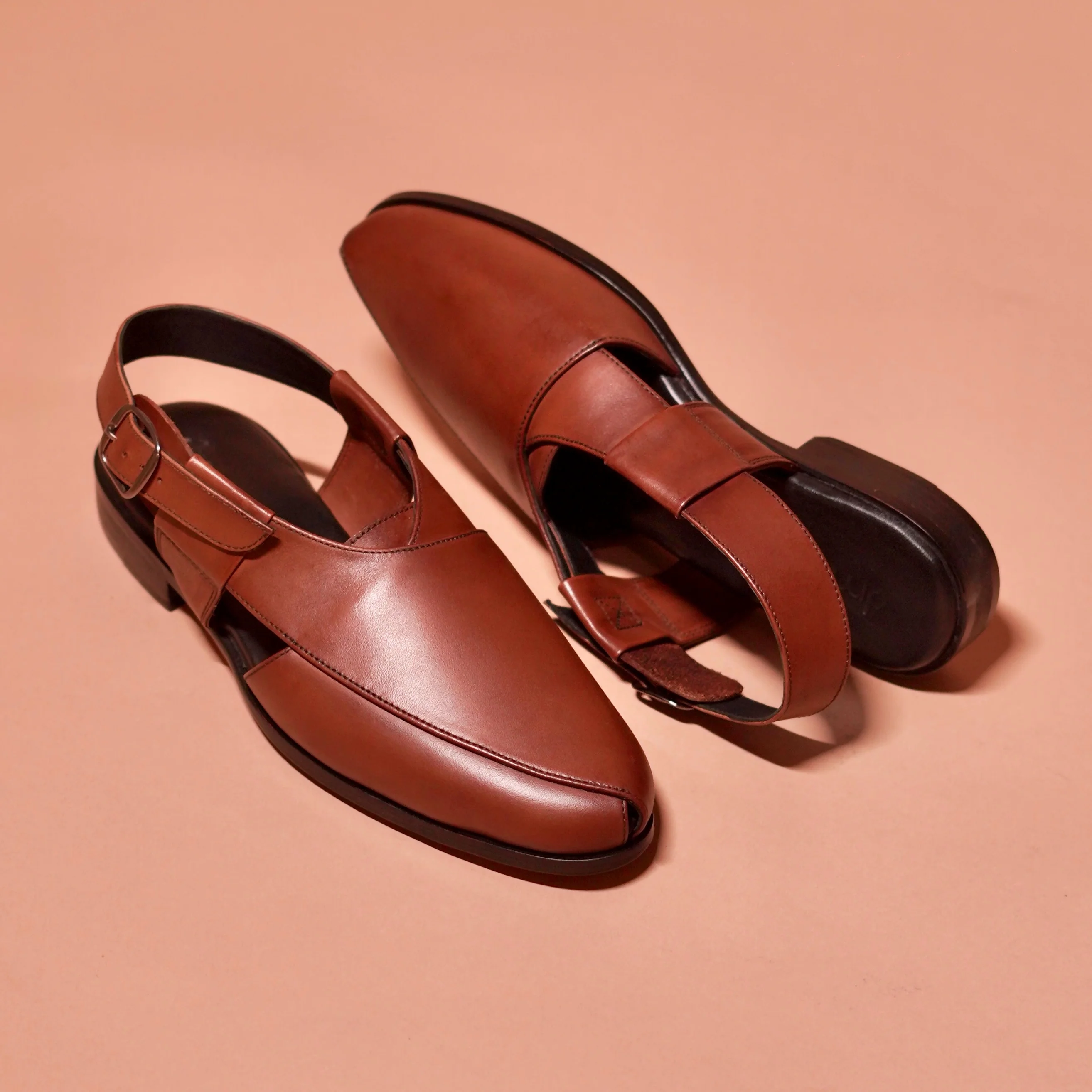 Pesha Bruno | Handcrafted brown leather Peshawaris - Image 6