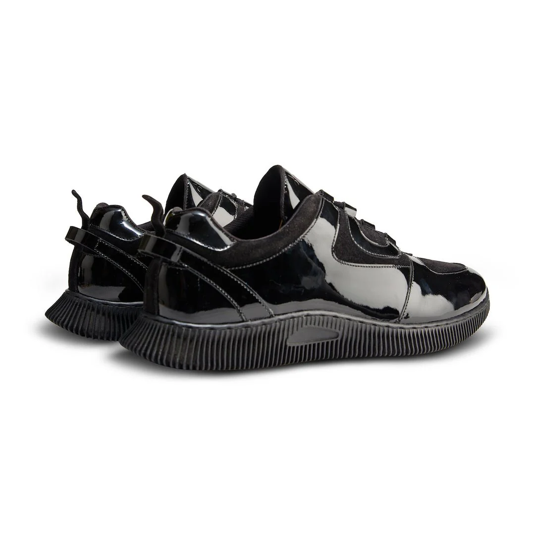 Sportivo | Black patent leather and suede sneakers - Image 7